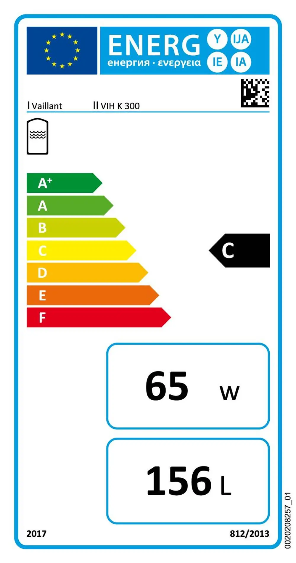 Vaillant-actoSTOR-VIH-K-300-Warmwasser-Schichtladespeicher-150-l-305945_305945 Energieeffizienzklasse C